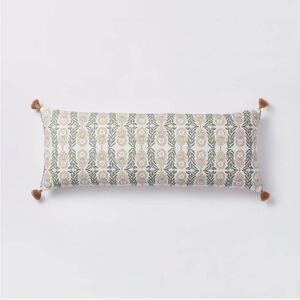 Studio McGee Oversized Oblong Tassels Decorative Throw Pillow Camel/Teal